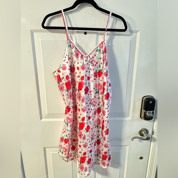 Delicates Vintage Floral Slip Dress Large Chemise Red Pink Cottagecore EUC Soft - Picture 12 of 12